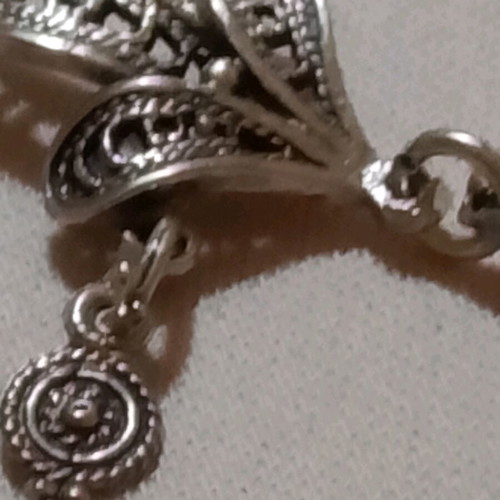 Handmade silver vintage necklace with filigree and turquoise like new