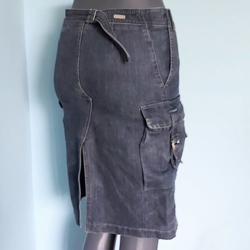 Φούστα denim Mango XS/S σαν καινούργια, ασύμμετρο σχέδιο με τσέπες
