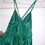 Emerald green satin long dress with straps L&S like new