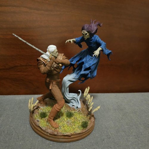 Witcher diorama hand-painted, 15 cm height