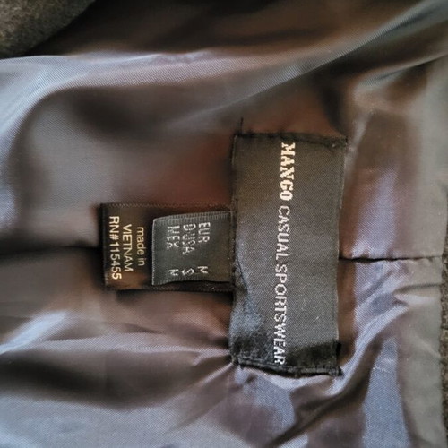 Mango gray short coat like new with brown belt