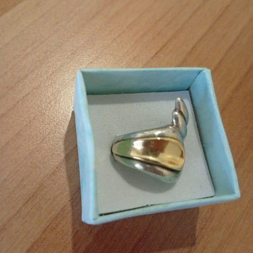 Ring with 14K gold and 925 silver new, size 55-56, 9 grams
