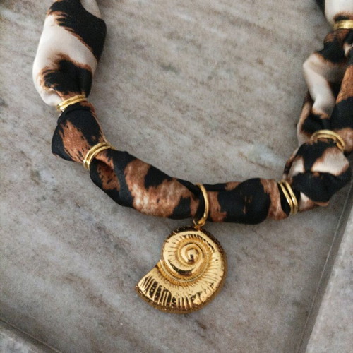 Bandana necklace with animal print new, multicolor