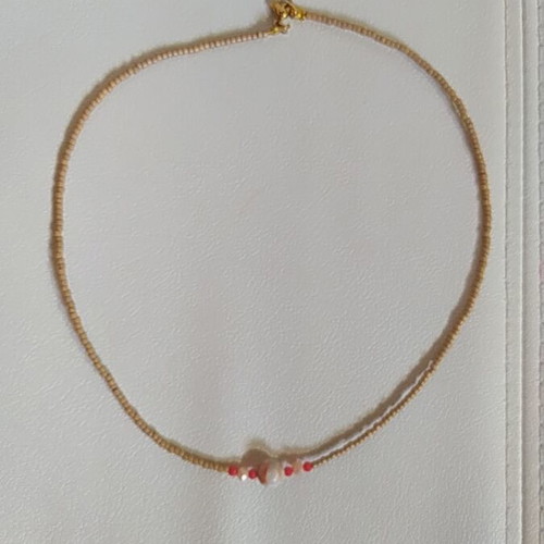 Handmade necklace with jasper and crystals, new