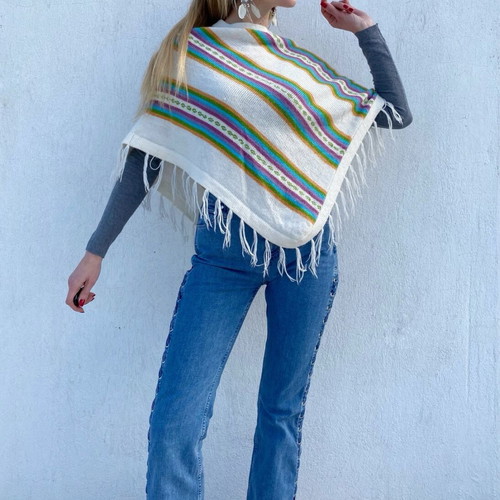 Poncho made of alpaca wool like new, multicolor, one size