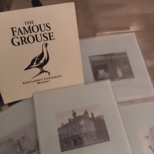 Famous Grouse Whiskey glass coasters new, set of 4 in case