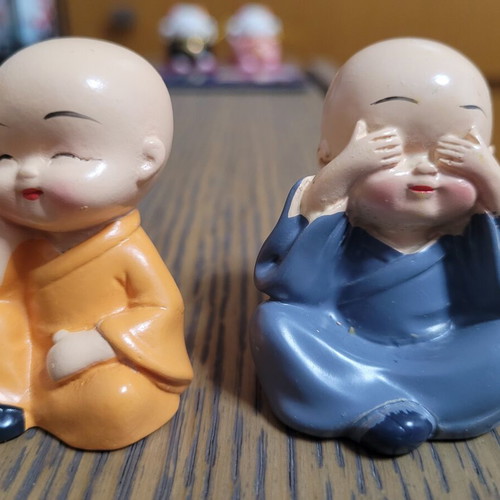 Set of 4 Decorative Miniature Buddha Monks Figurines