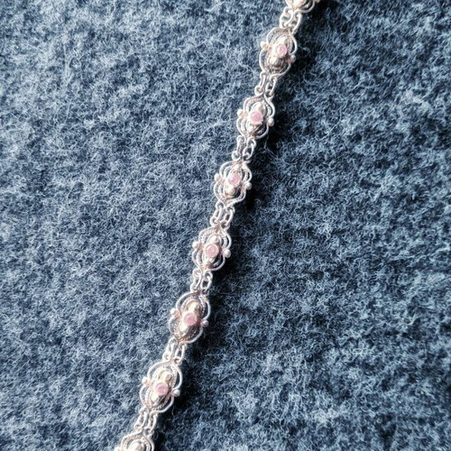 Antique Sterling Silver 925 Bracelet With Pink Zircon Like New
