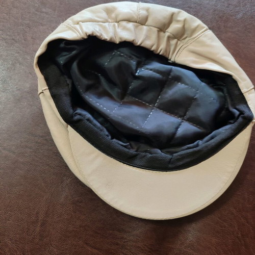 Leather women's beige hat made of genuine leather like new, size XXL
