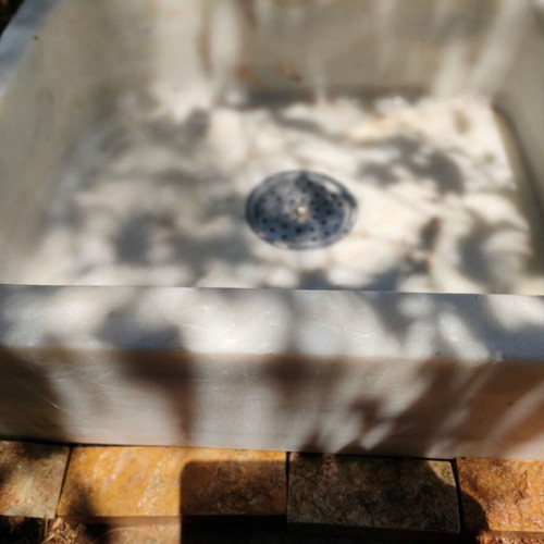 Marble sink basin used, white Penteli marble