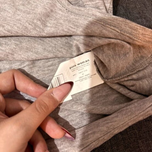 Pink Woman gray short t-shirt with front tie like new, size M