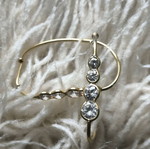 Oval gold 585 earrings with four dazzling zircons new