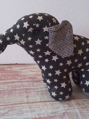Stuffed fabric baby elephant used
