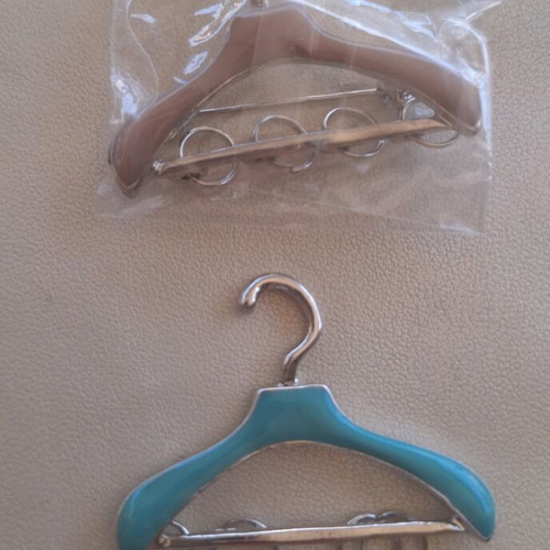 Set of 2 craft hangers, one pin brooch, one without