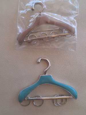 Set of 2 craft hangers, one pin brooch, one without
