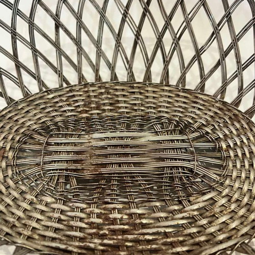 Vintage silver-plated oval basket French style used