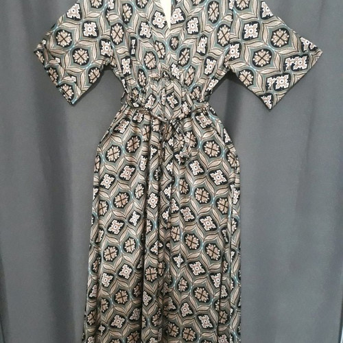 Plus Size Γυναικείο Φόρεμα σατέν XXL - XXXL κοντομάνικο, μακρύ, καινούργιο, με λάστιχο