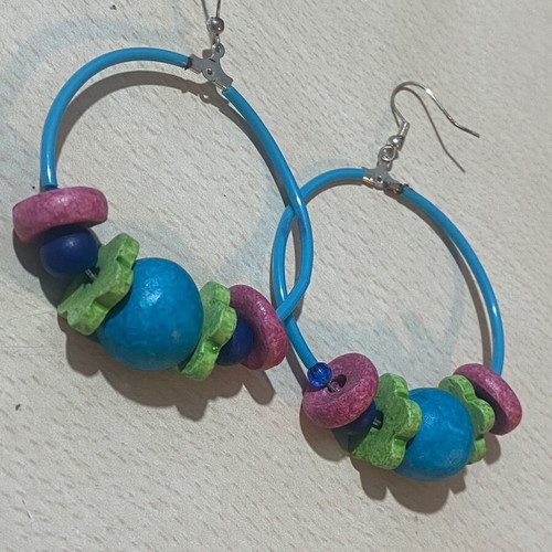 Hoop earrings new, blue and green summer colors