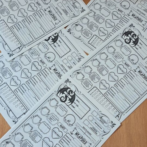 D&D Character Sheets Set of 5, Like New