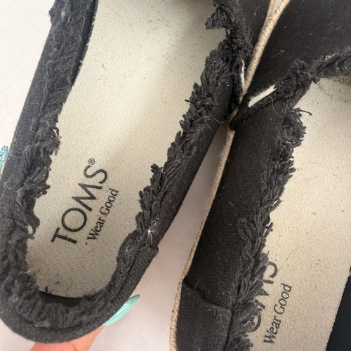 Toms wedge black ladies shoes size 37.5 espadrilles