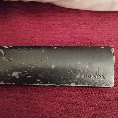 Prada vintage eyeglass frames used, gray metal rectangular shape