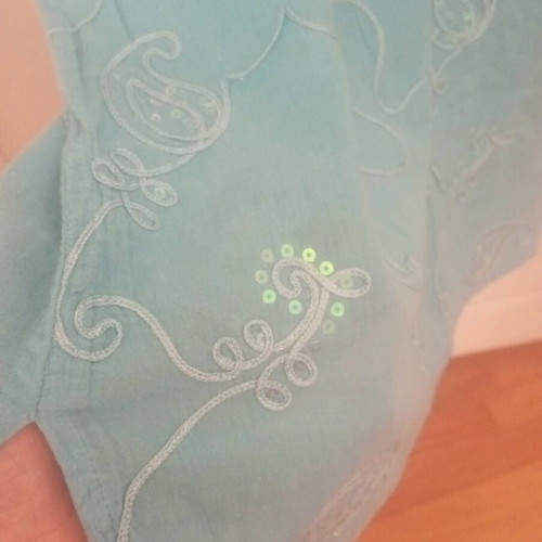 Beach Kaftan turquoise cotton with embroidery and sequins, like new