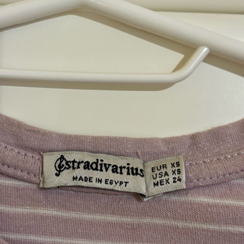 Lilac short striped t-shirt Stradivarius like new, size XS