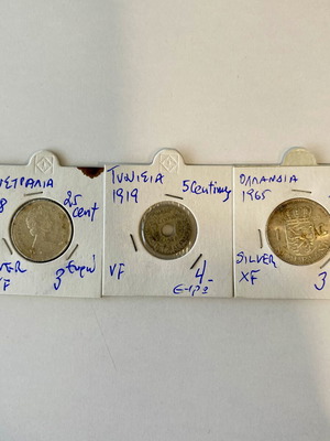 Συλλεκτικά νομίσματα μεταχειρισμένα, σετ 3 από Ολλανδία Τυνησία Αυστραλία