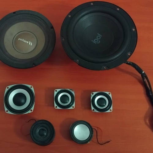 Logitech Z623 Subwoofer cone 7 inch, Beyma 6m80nd midrange speaker 6.5 inch, i-jmb computer speakers, Sharp hibox TV speakers, Wster Bluetooth speaker cone, i-jmb K-431s Bluetooth speaker cone