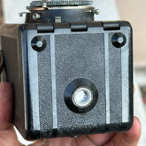 Lubitel 2 camera used with original leather case