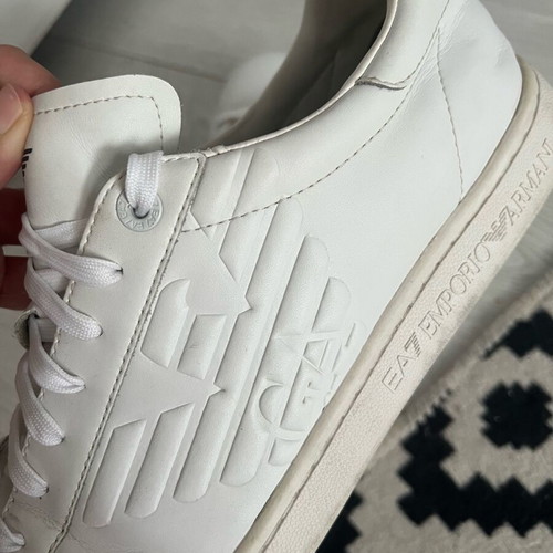 Emporio Armani EA7 men's white leather shoes used, size 46