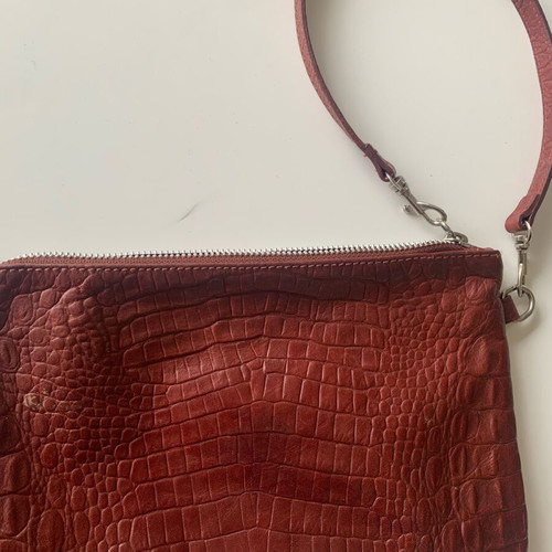 Leather shoulder bag used, burgundy