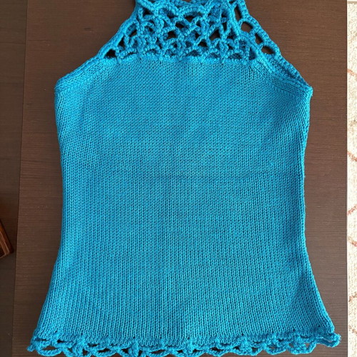 Knitted women's turquoise top like new, size S
