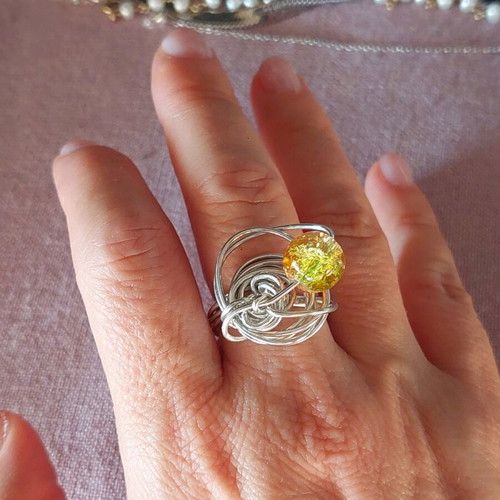 Handmade ring like new made of wire for jewelry