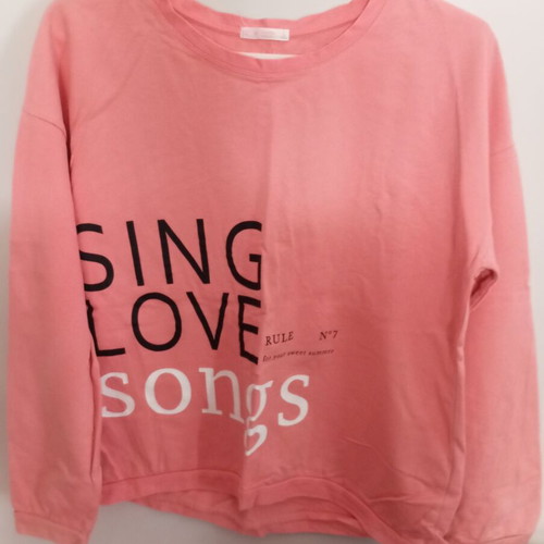Pink children's sweatshirt, size L, ages 12-15