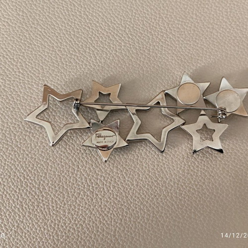 Salvatore Ferragamo brooch with swarovski crystals like new