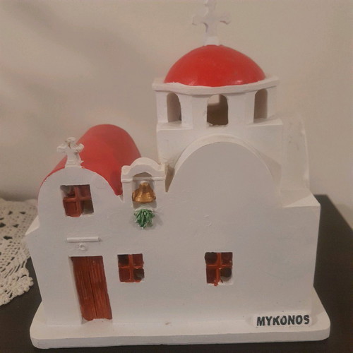 Decorative Mykonos church new with internal light gypsum 15×17