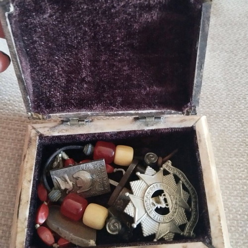Box from Middle East or India used, iron and brass with bone