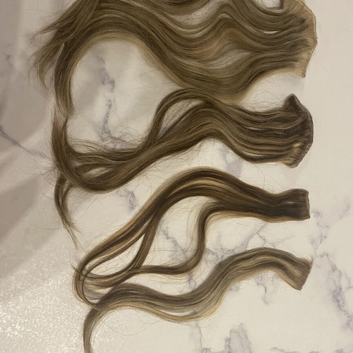 Extensions with clips made of real hair, like new, set of 4