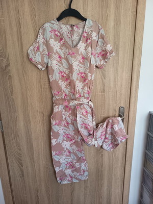Esmara Linen Jumpsuit Size M Like New Beige Pink