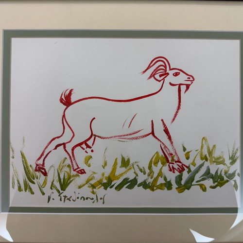 G. Stathopoulos artwork Goat in frame like new