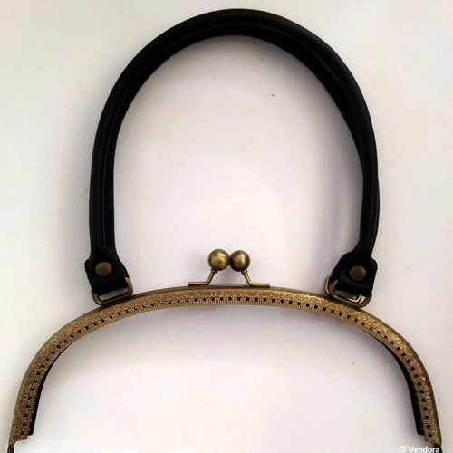 Metal frames for knitted bags set of 2 with genuine leather handles, new