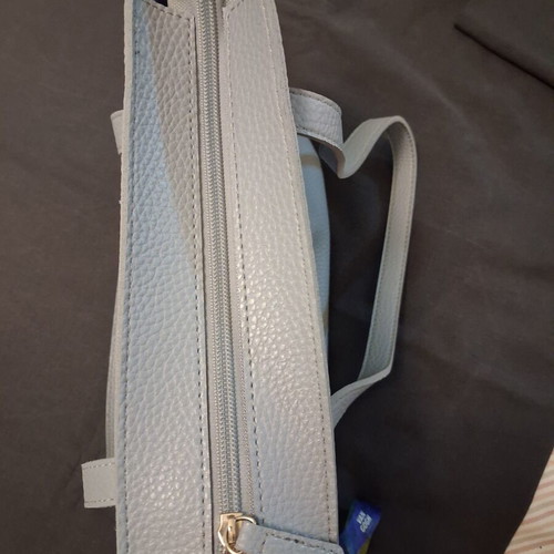 Women's shopper tote bag like new, light gray-blue with metal studs