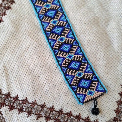 Ethnic blue bracelet handmade with glass beads new