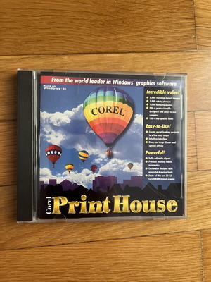 Corel Print House vintage graphic software 1995, complete in box