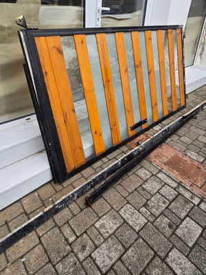 Sliding door like new with wood, glass, and metal