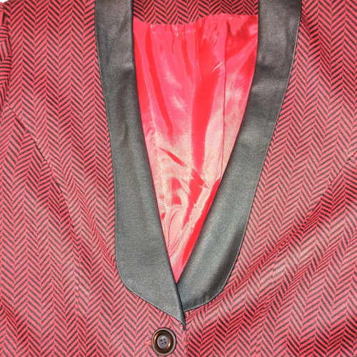 Luccil.B women's jacket used, herringbone pattern red and black, size L