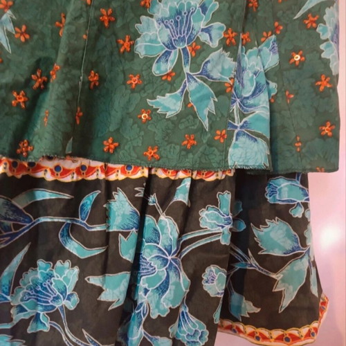Leonard's boho skirt with floral print, 100% cotton, like new, small