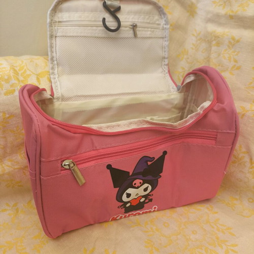 Kuromi Sanrio Hello Kitty Travel Cosmetic Bag new, pink with many compartments