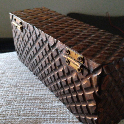 Handmade wooden box with Balkan fir and CNC carving, like new